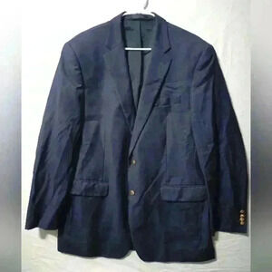 Lauren Ralph Lauren Blazer Sports Coat Jacket Mens Wool Navy Blue 2 Button Sz 46
